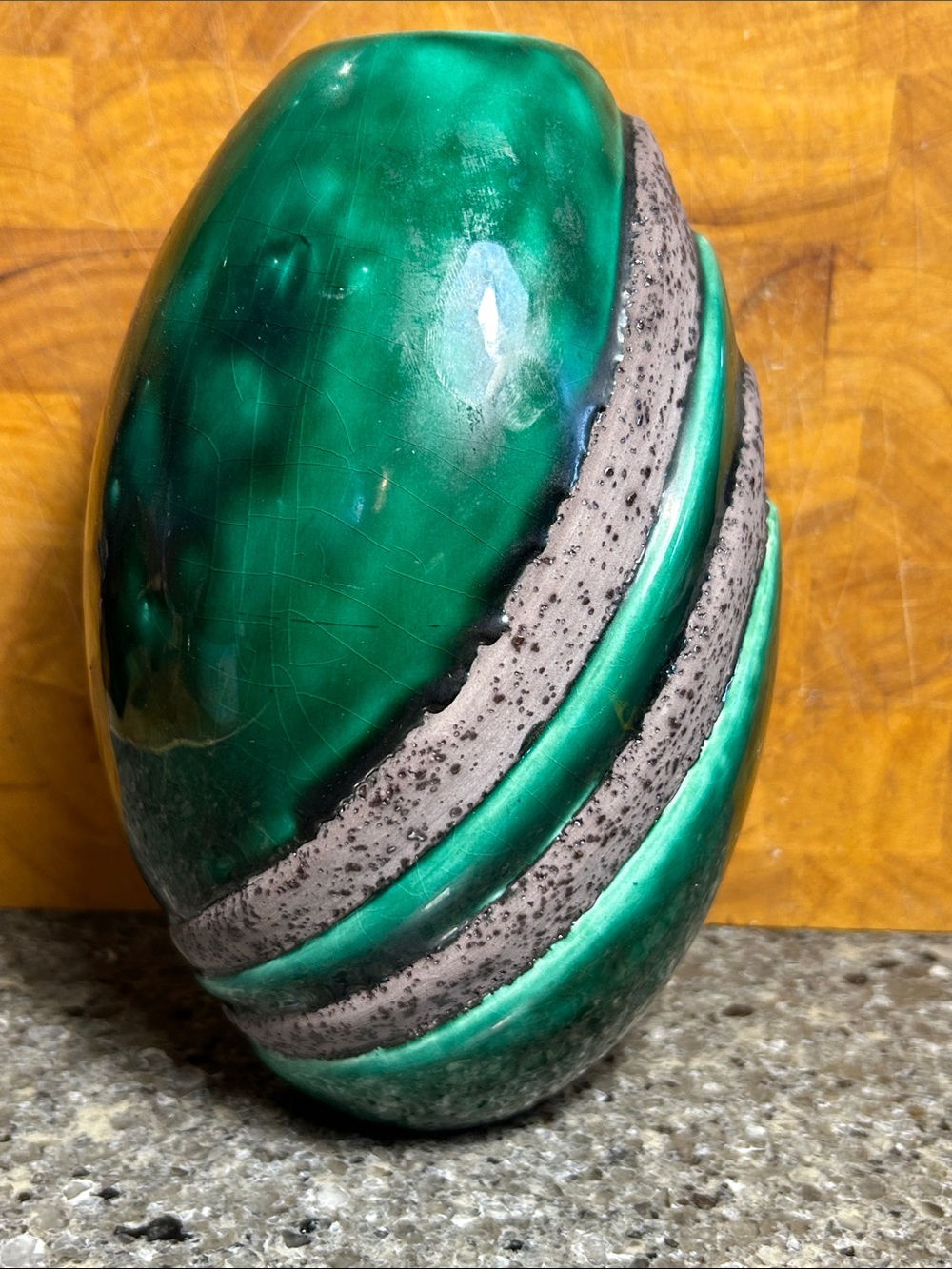 Handmade glazed mid century pottery vase